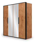 Load image into Gallery viewer, Loft Mirrored Folding Door Wardrobe 204cm in Lancelot Oak
